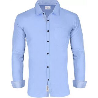                       Baleshwar Men Sky Blue Solid Casual Shirt (Pack of 1 )                                              