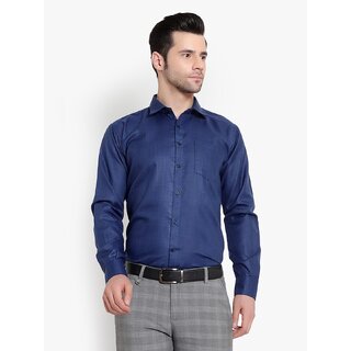                       Baleshwar Men Dark Blue Solid Slim Fit Formal Shirt                                              
