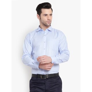                       Baleshwar Men Light Blue Solid Slim Fit Formal Shirt                                              