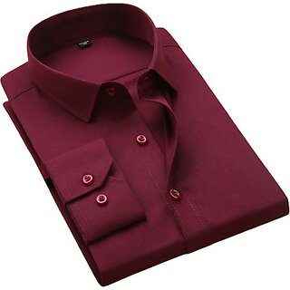                       Baleshwar Men Maroon Solid Formal Shirt Pack Of 1                                              