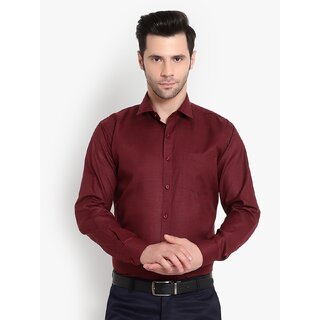                       Baleshwar Men Maroon Solid Slim Fit Formal Shirt                                              