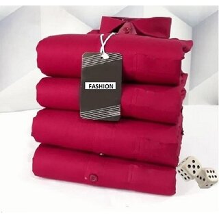                       Baleshwar Men Maroon Solid Casual Shirt (Pack of 1 )                                              