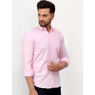                       Baleshwar Men Pink Solid Slim Fit Casual Shirt                                              
