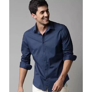 Baleshwar Men Blue Solid Regular Fit Casual Shirt