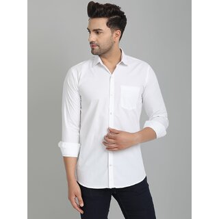                       Baleshwar Men White Solid Casual Shirt (Pack of 1 )                                              