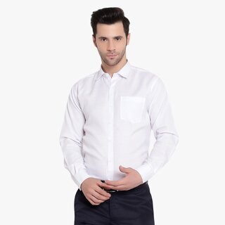                       Baleshwar Men White Solid Slim Fit Formal Shirt                                              