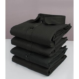                       Baleshwar Men Black Solid Casual Shirt (Pack of 1 )                                              