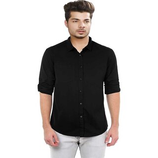                       Baleshwar Men Black Solid Casual Shirt (Pack of 1 )                                              