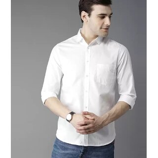                       Baleshwar Men White Solid Slim Fit Casual Shirt                                              