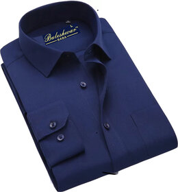 Baleshwar Men Navy Solid Formal Shirt (Pack of 1)