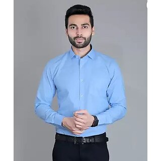                       Baleshwar Men Sky Blue Solid Formal Shirt (Pack of 1 )                                              