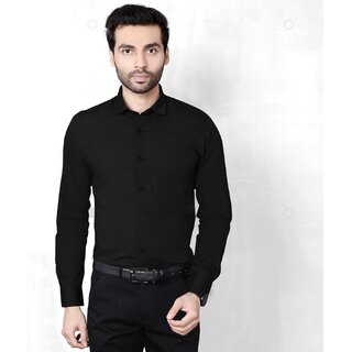                       Baleshwar Men Black Solid Regular Fit Formal Shirt                                              