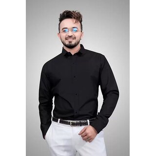                       Baleshwar Men Black Solid Regular Fit Formal Shirt                                              