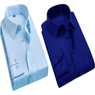                       Baleshwar Men Blue Solid Casual Shirt (Pack of 2)                                              