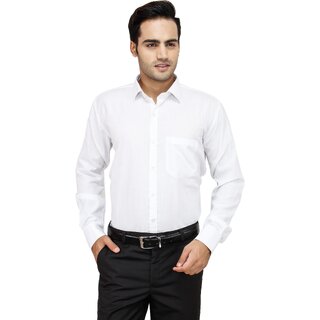                      Baleshwar Men White Solid Formal Shirt (Pack of 1)                                              