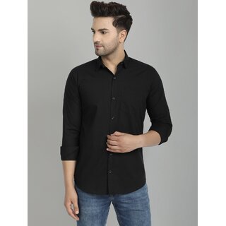                       Baleshwar Men Black Solid Regular Fit Casual Shirt                                              