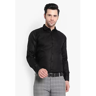                       Baleshwar Men Black Solid Formal Shirt (Pack of 1 )                                              