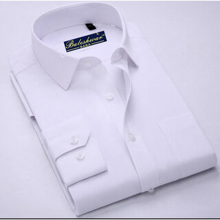                       Baleshwar Men White Solid Formal Shirt (Pack of 1)                                              