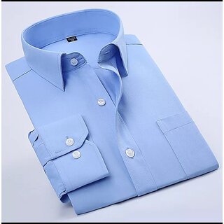 Baleshwar Men Blue Solid Formal Shirt (Pack of 2)