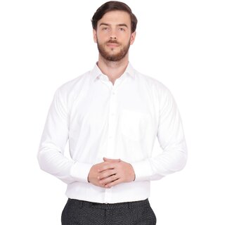                       Baleshwar Men White Solid Formal Shirt (Pack of 1)                                              
