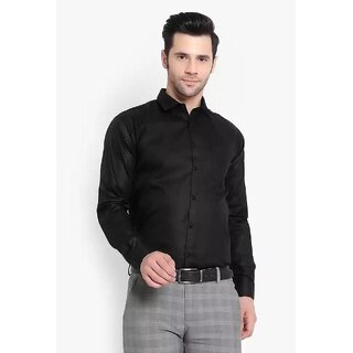                       Baleshwar Mens Black Regular Fit Formal Shirt (Pack of 1)                                              
