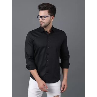                       Baleshwar Mens Black Regular Fit Casual Shirt (Pack of 1)                                              