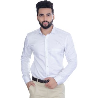                       Baleshwar Men White Solid Formal Shirt (Pack of 1)                                              