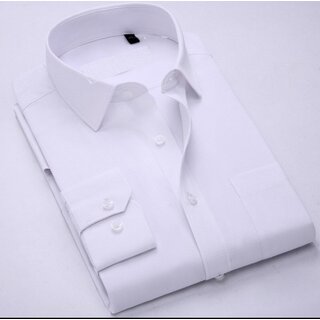 Baleshwar Men White Solid Formal Shirt (Pack of 1)