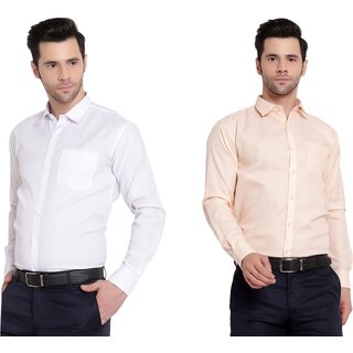 Baleshwar Mens White Slim Fit Formal Shirt (Pack of 2)