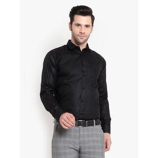                       Baleshwar Mens Black Slim Fit Formal Shirt (Pack of 1)                                              