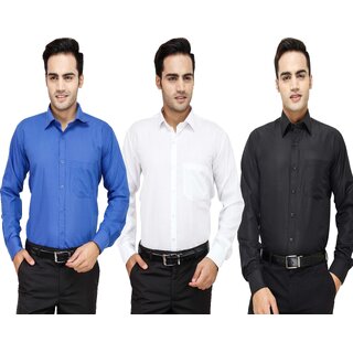                       Baleshwar Men Multicolor Solid Formal Shirt (Pack of 3)                                              