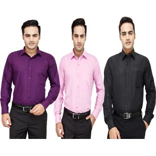                       Baleshwar Men Multicolor Solid Formal Shirt (Pack of 3)                                              