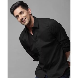                       Baleshwar Mens Black Regular Fit Casual Shirt (Pack of 1)                                              