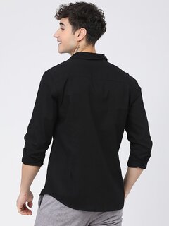 Baleshwar Mens Black Slim Fit Casual Shirt (Pack of 1)