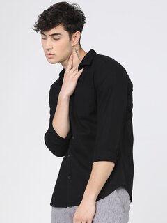 Baleshwar Mens Black Slim Fit Casual Shirt (Pack of 1)