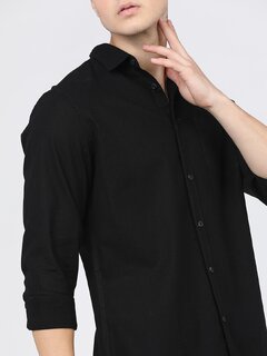Baleshwar Mens Black Slim Fit Casual Shirt (Pack of 1)