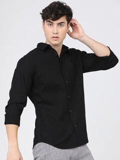 Baleshwar Mens Black Slim Fit Casual Shirt (Pack of 1)