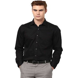                       Baleshwar Mens Black Regular Fit Formal Shirt (Pack of 1)                                              