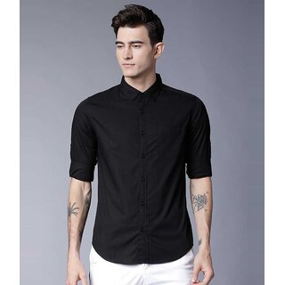                       Baleshwar Mens Black Regular Fit Casual Shirt (Pack of 1)                                              