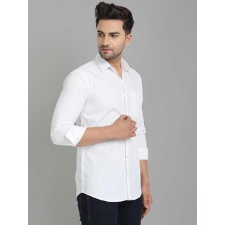                       Baleshwar Mens White Slim Fit Casual Shirt (Pack of 1)                                              