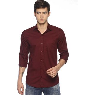                       Baleshwar Mens Maroon Slim Fit Casual Shirt (Pack of 1)                                              