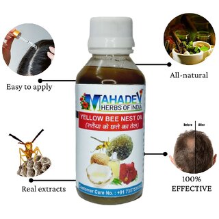                      Mahadev Herbs of India Yellow Bee Nest Hair oil 100ml Tattaiya Ke Chatte Ka Tail Bhirad Oil for Alopecia  Hair Regrow                                              
