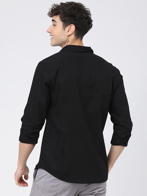 Baleshwar Mens Black Slim Fit Casual Shirt (Pack of 1)