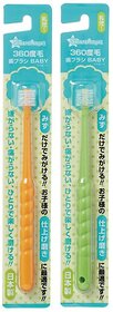 Smart Angel Japan, 360 Degree Kids Toothbrush- For Boy Or Girl Children's Dental Care, Orange and Green Color, Pack of 2
