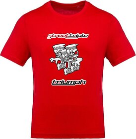 Fastbend Mens Red Printed Cotton Blend Round Neck T-Shirt