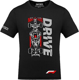 Fastbend Mens Black Printed Cotton Blend Round Neck T-Shirt