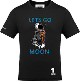 Fastbend Mens Black Printed Cotton Blend Round Neck T-Shirt