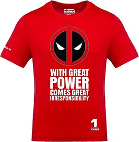 RusselMania Men Typography Round Neck Red T-Shirt