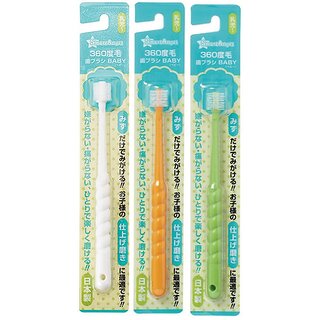 Smart Angel Japan, 360 Degree Kids Toothbrush Children's Dental Care, White, Orange and Green Color, Pack of 3