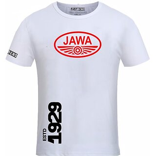                       FastB Men Printed Round Neck White T-Shirt                                              